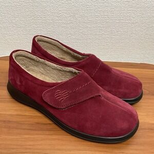Hotter Shoes Womens Size 9 Wrap Casual Loafer Flats Slippers Red Leather England